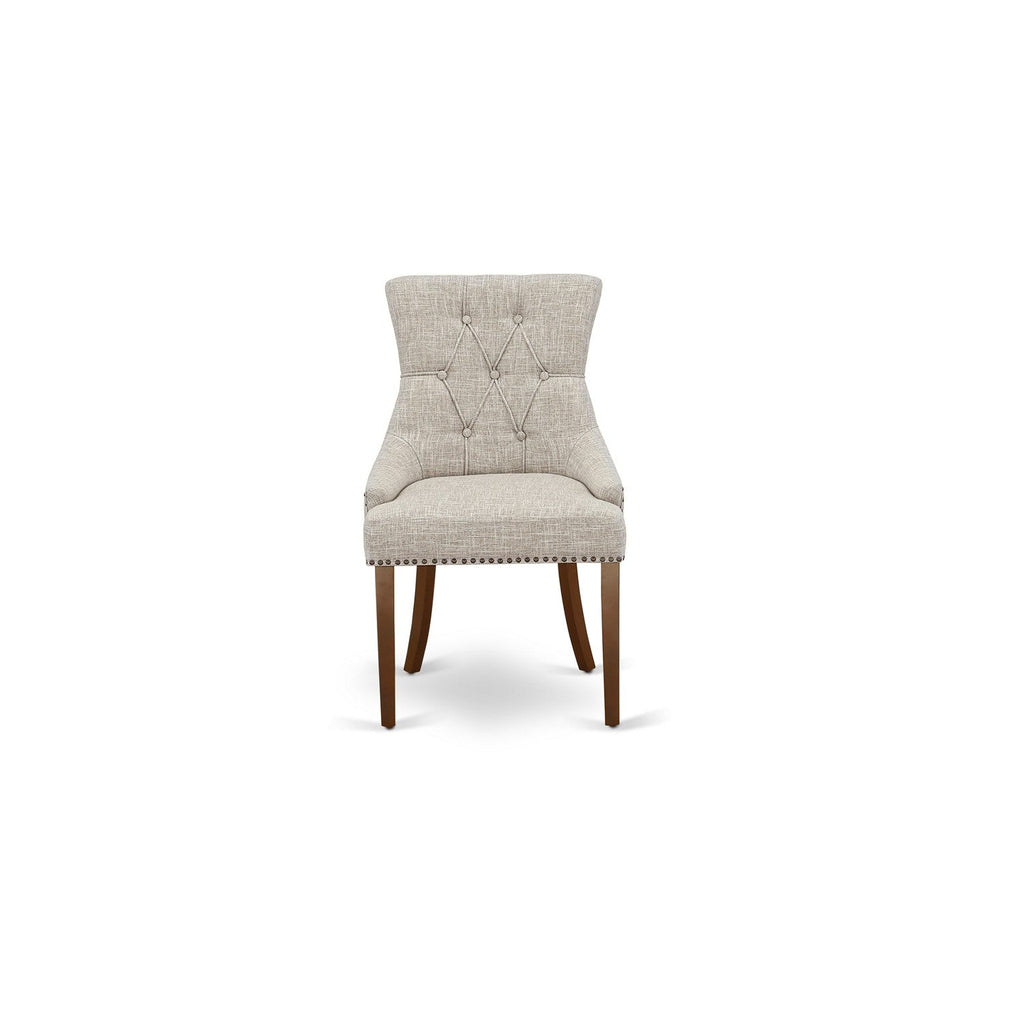 East West Furniture FRP3T05 Friona Parson Dining Chairs - Button Tufted Nailhead Trim Doeskin Linen Fabric Upholstered Chairs