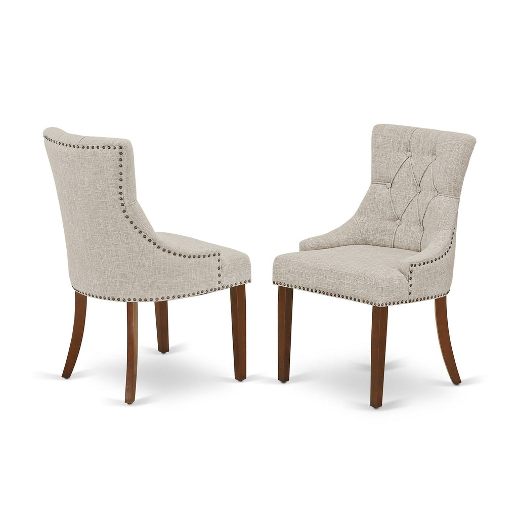 East West Furniture FRP3T05 Friona Parson Dining Chairs - Button Tufted Nailhead Trim Doeskin Linen Fabric Upholstered Chairs