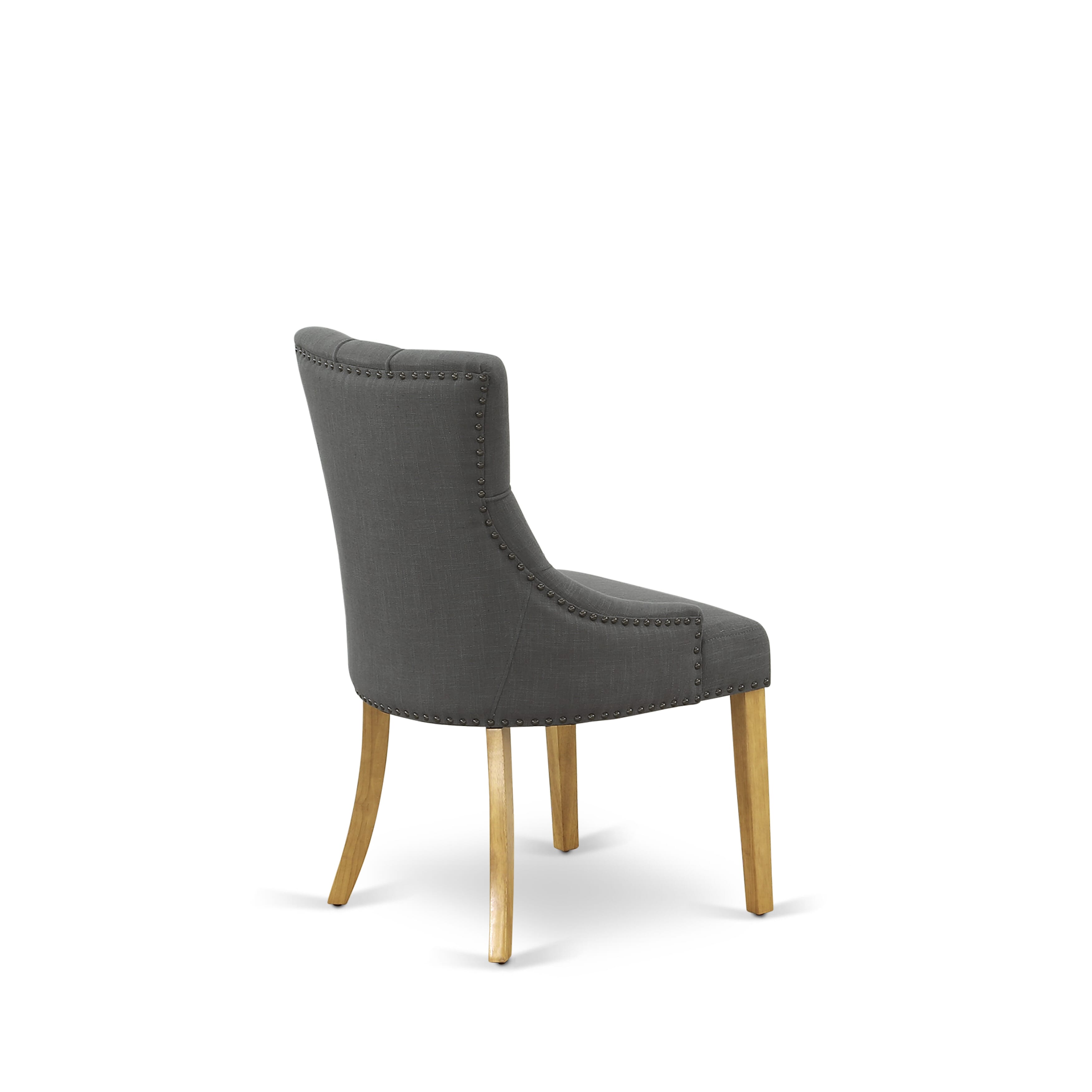 Juego de comedor de 7 piezas East West Furniture AVFR7-OAK-20 compuesto por una mesa de comedor ovalada con hojas de mariposa y 6 sillas tapizadas en tela de lino Gotham oscuro.
