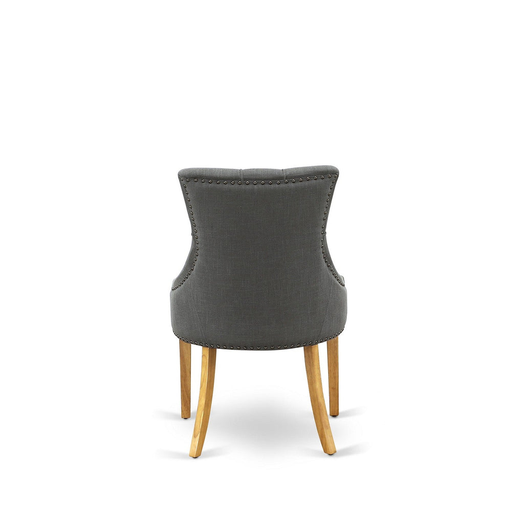 East West Furniture FRP4T20 Friona Parson Dining Room Chairs - Button Tufted Nailhead Trim Dark Gotham Linen Fabric Upholstered Chairs