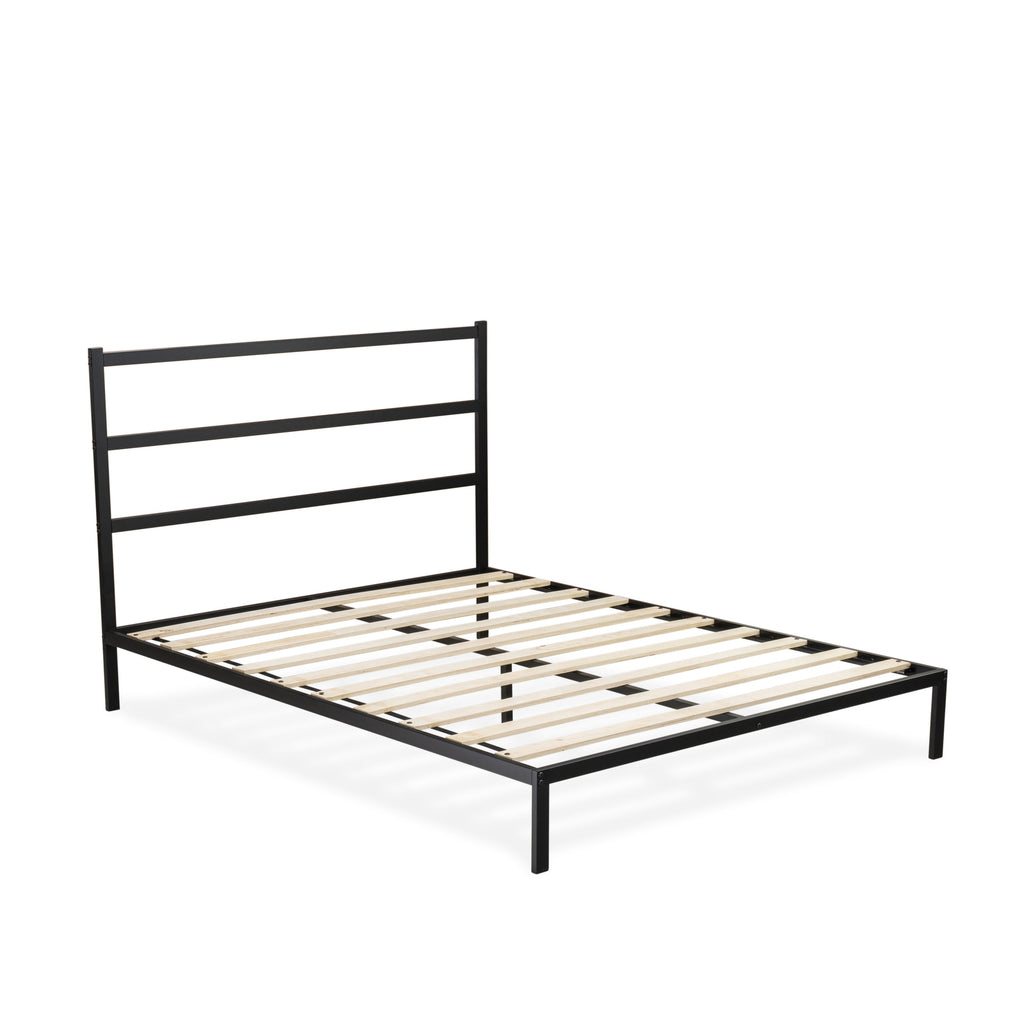 East West Furniture FTQBBLK Fulton Queen Platform Bed with 5 Metal Legs - Magnificent Bed in Powder Coating Black Color