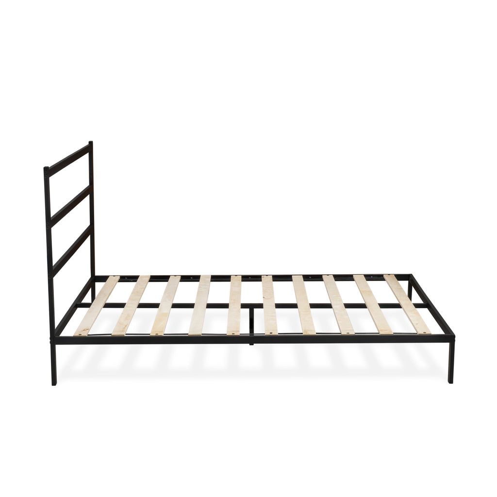 East West Furniture FTQBBLK Fulton Queen Platform Bed with 5 Metal Legs - Magnificent Bed in Powder Coating Black Color