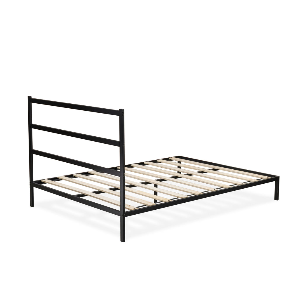 East West Furniture FTQBBLK Fulton Queen Platform Bed with 5 Metal Legs - Magnificent Bed in Powder Coating Black Color