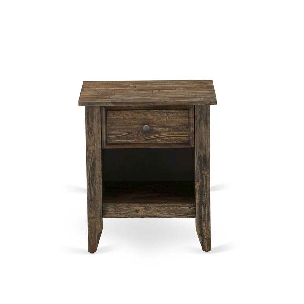 East West Furniture GA-07-ET Gallatin Modern End Table - Rectangle Nightstand with a Drawer for Bedroom, 18x21 Inch, Distressed Jacobean