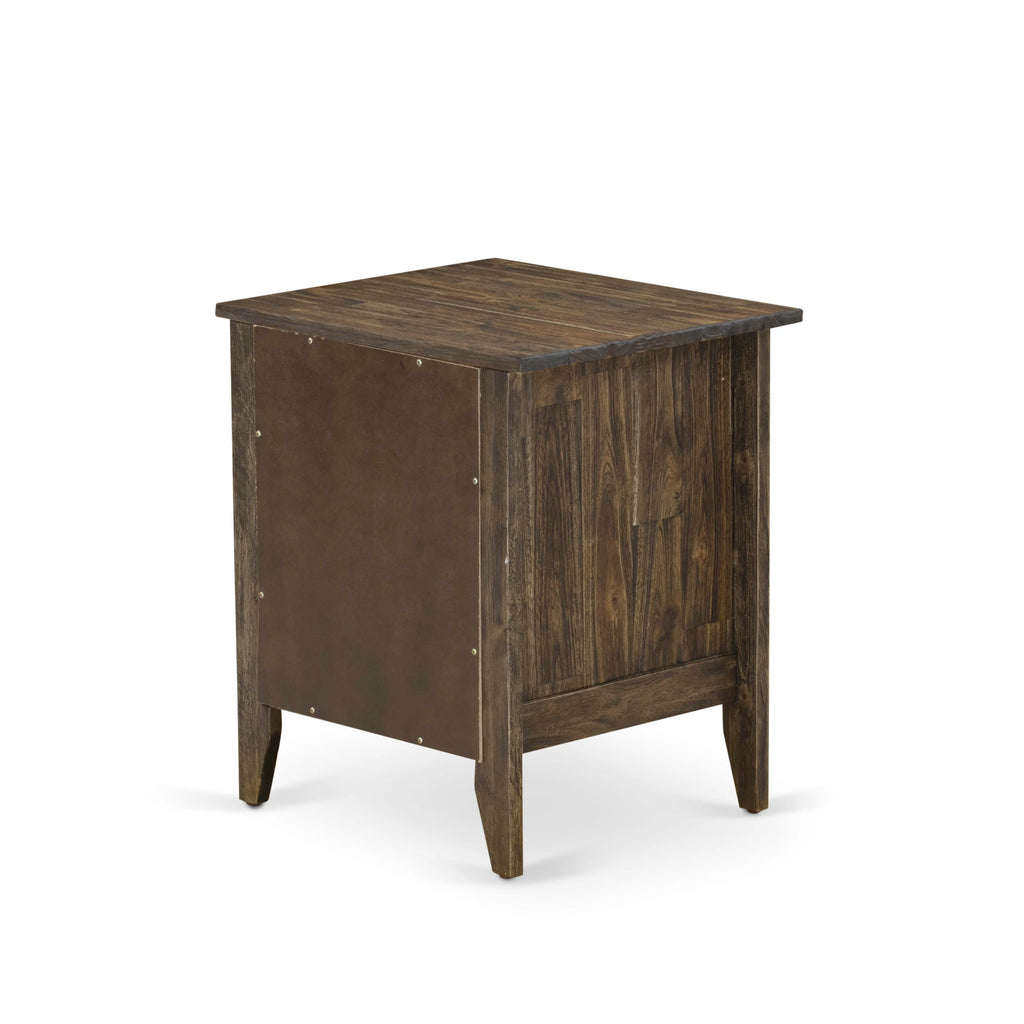 East West Furniture GA-07-ET Gallatin Modern End Table - Rectangle Nightstand with a Drawer for Bedroom, 18x21 Inch, Distressed Jacobean