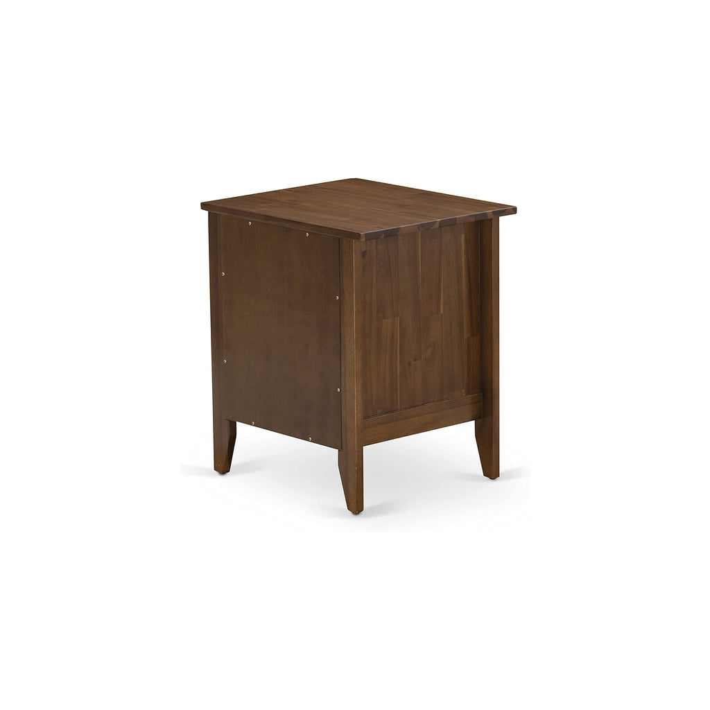 East West Furniture GA-08-ET Gallatin Night Stand - Rectangle Bedside Table with a Drawer for Bedroom, 18x21 Inch, Antique Walnut