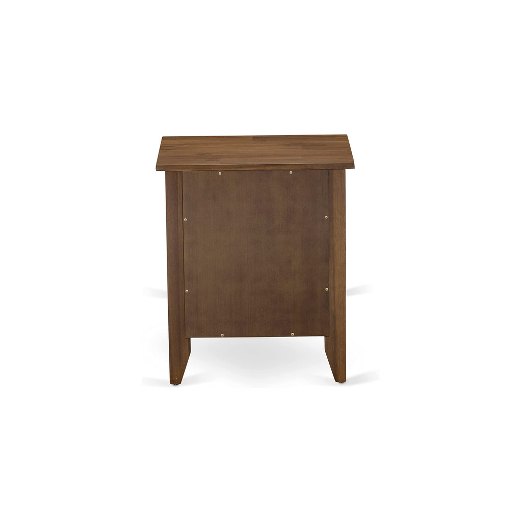 East West Furniture GA-08-ET Gallatin Night Stand - Rectangle Bedside Table with a Drawer for Bedroom, 18x21 Inch, Antique Walnut