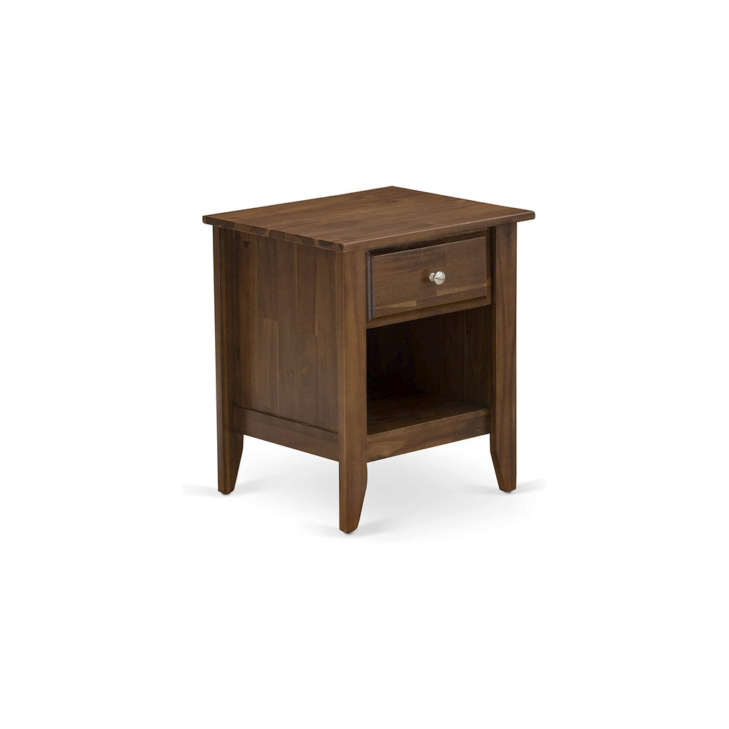 Juego de cama de plataforma de 2 piezas tamaño matrimonial East West Furniture FN08F-1GA08 con estructura de madera y mesita de noche de madera - Tela de lino beige niebla