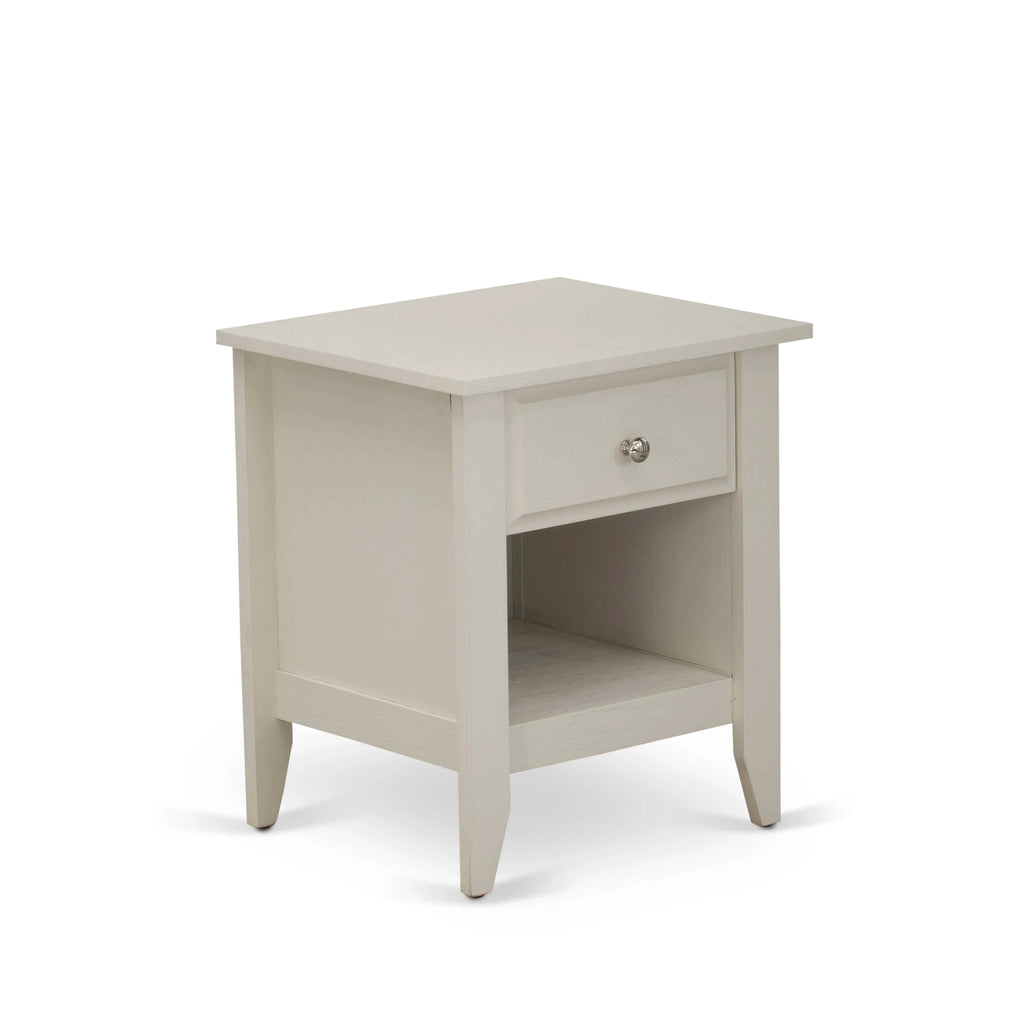 East West Furniture GA-0C-ET Gallatin Night Stand - Rectangle End Table with a Drawer for Bedroom, 18x21 Inch, Wirebrushed Buttercream