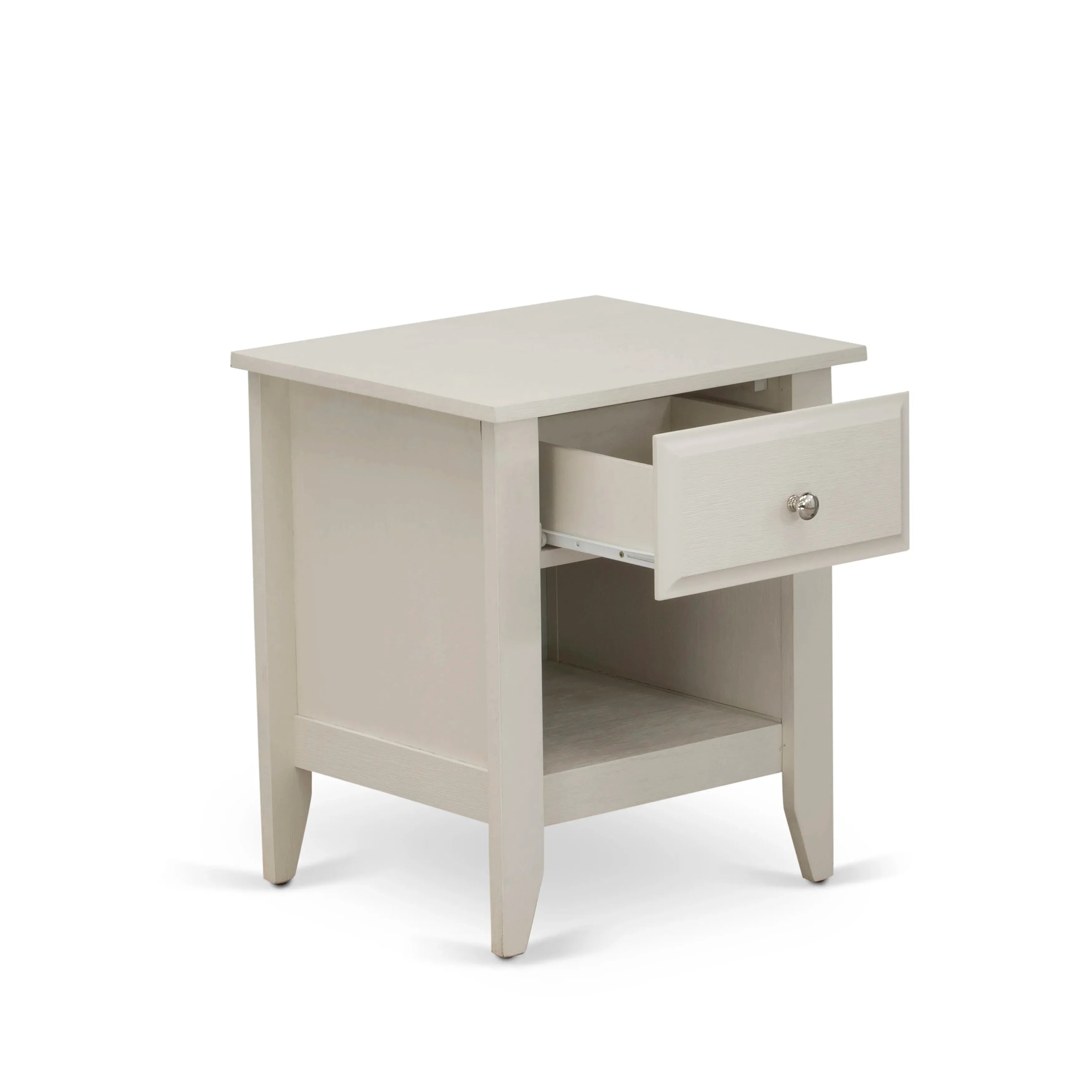 FN08K-1GA0C Juego de dormitorio de 2 piezas con plataforma King, cama y mesa auxiliar de nogal antiguo - Fabricación confiable y robusta - Cama de tela de lino beige niebla