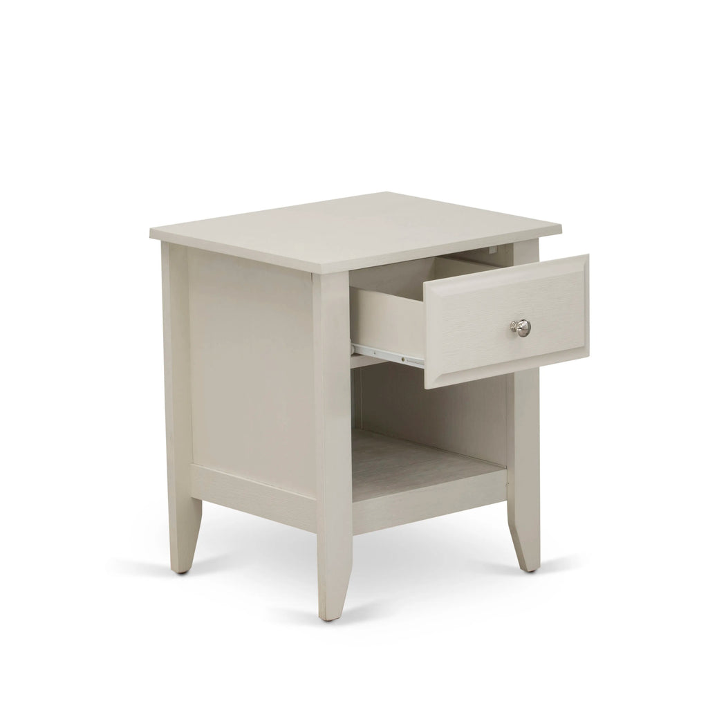East West Furniture GA-0C-ET Gallatin Night Stand - Rectangle End Table with a Drawer for Bedroom, 18x21 Inch, Wirebrushed Buttercream