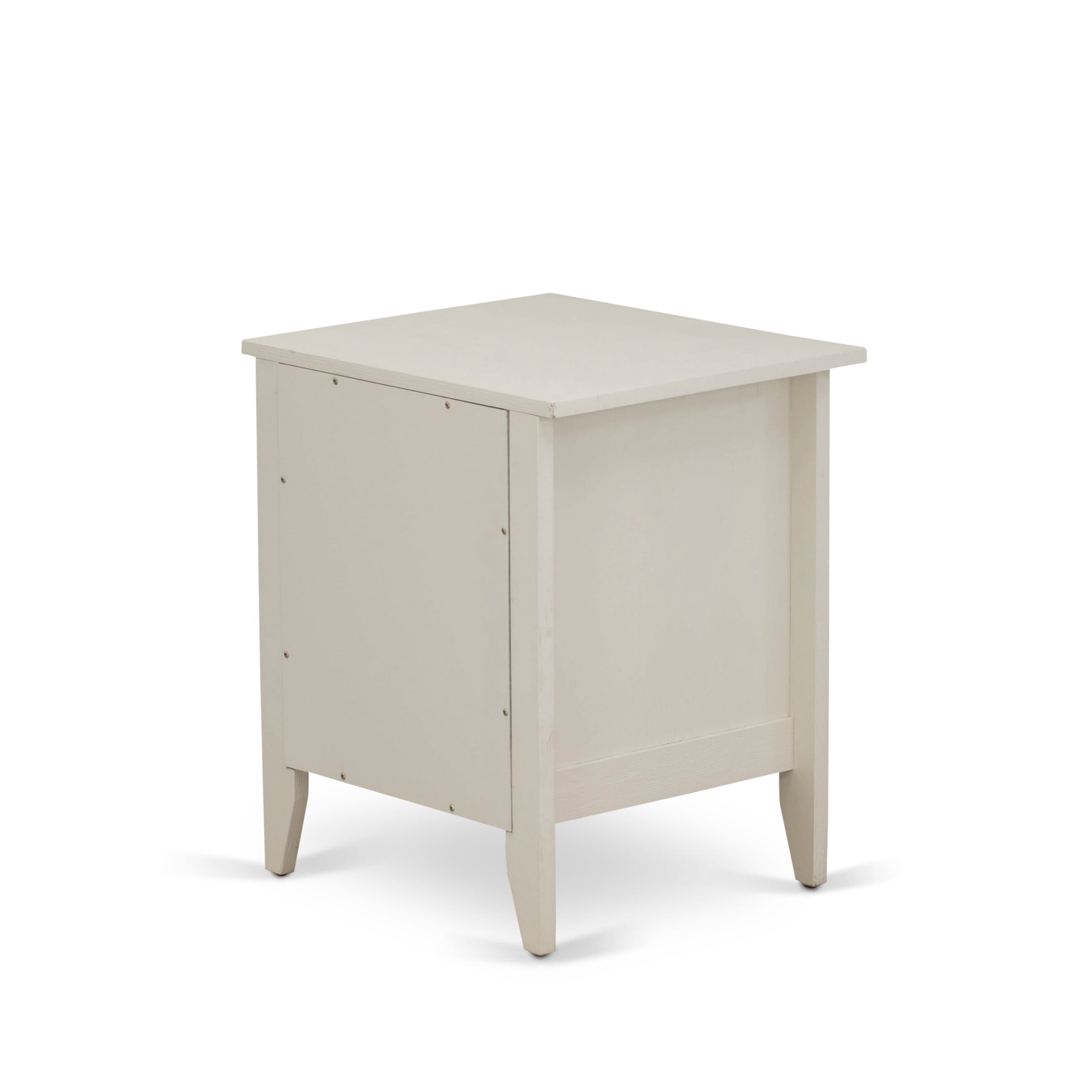 East West Furniture KD16Q-1GA0C 2 Piece Bed Set Queen - 1 Queen Bed frame Dark Khaki Linen Fabric Padded and Button Tufted Headboard with 1 Nightstand - Wire Brushed Butter Cream Finish Nightstand