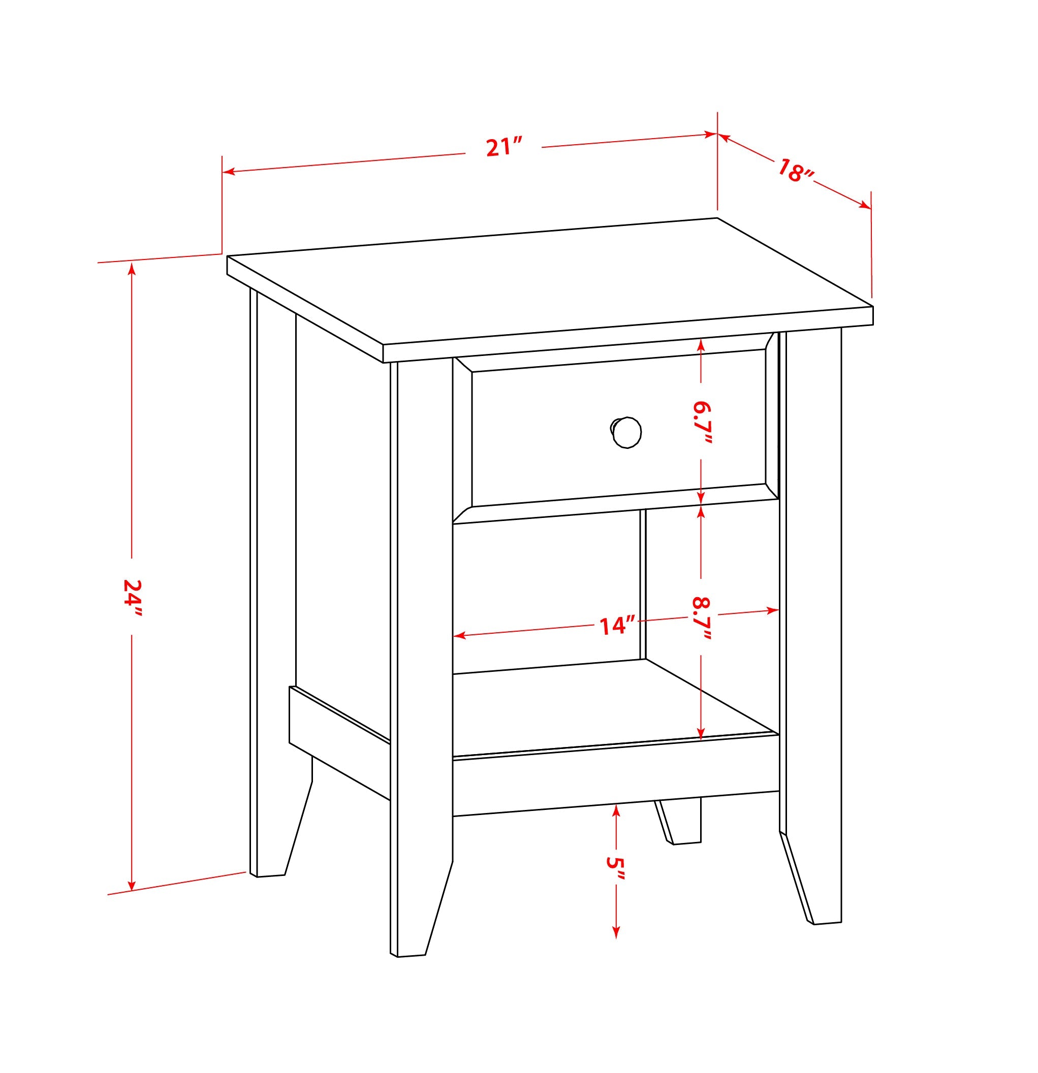 East West Furniture GA-0C-ET Small Night Stand with 1 Mid Century Modern Drawer, Stable and Sturdy Constructed - Wire brushed Butter Cream Finish