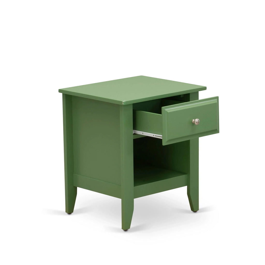 Juego de cama de 3 piezas NL19K-2GA12 - Cama king size con plataforma capitoné con botones - Cabecera tapizada en terciopelo blanco y mesita de noche con acabado verde trébol