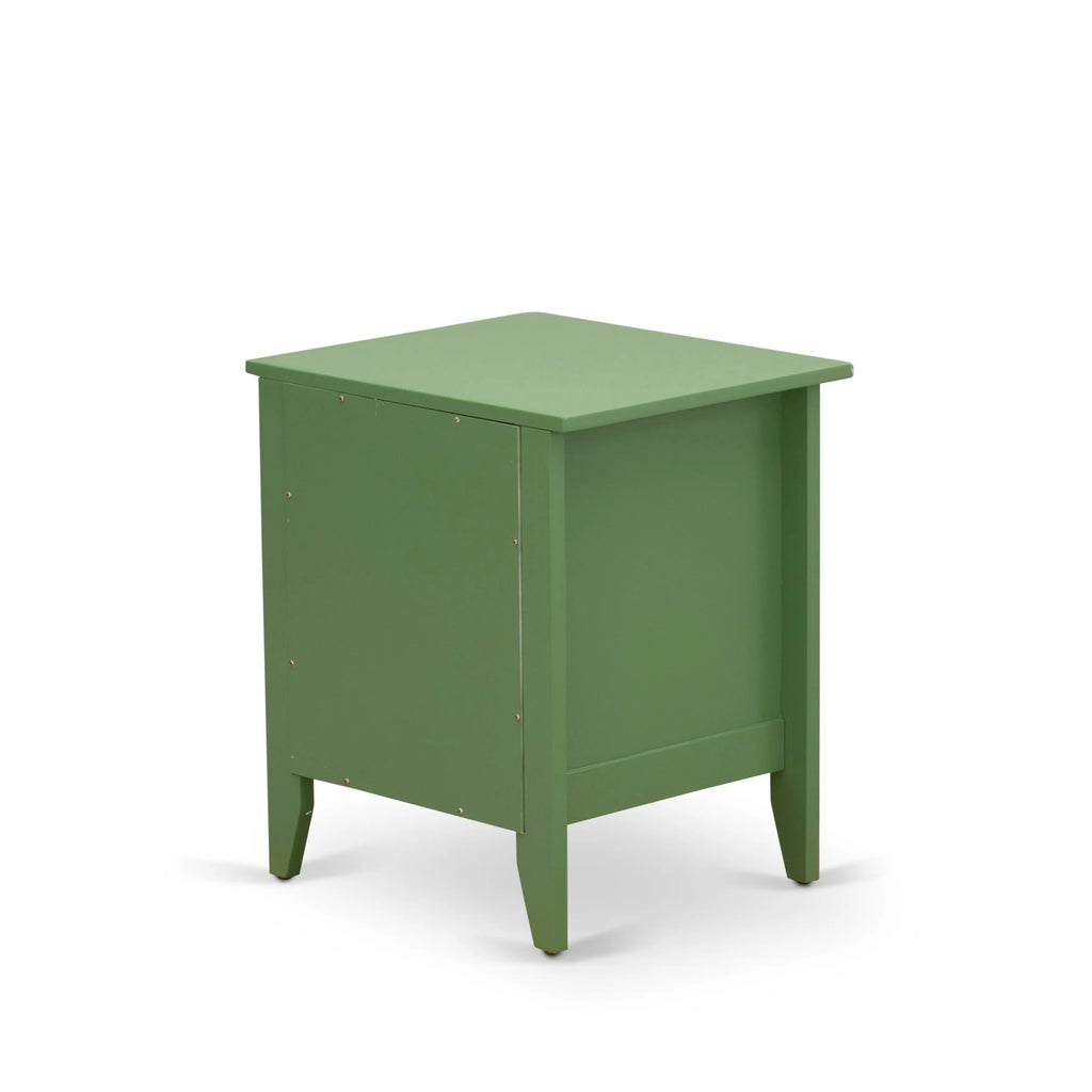 East West Furniture GA-12-ET Gallatin Night Stand - Rectangle Bedside Table with a Drawer for Bedroom, 18x21 Inch, Clover Green