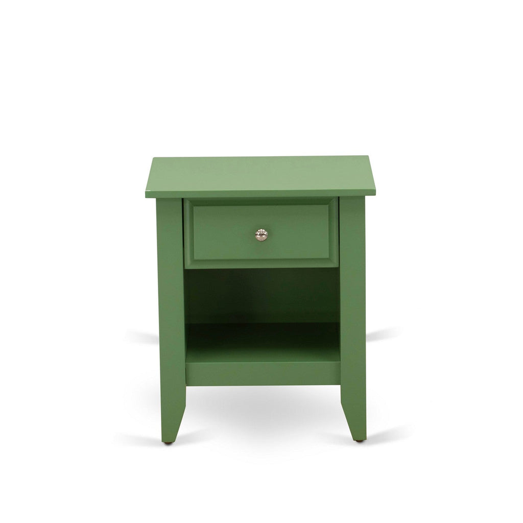 East West Furniture GA-12-ET Gallatin Night Stand - Rectangle Bedside Table with a Drawer for Bedroom, 18x21 Inch, Clover Green