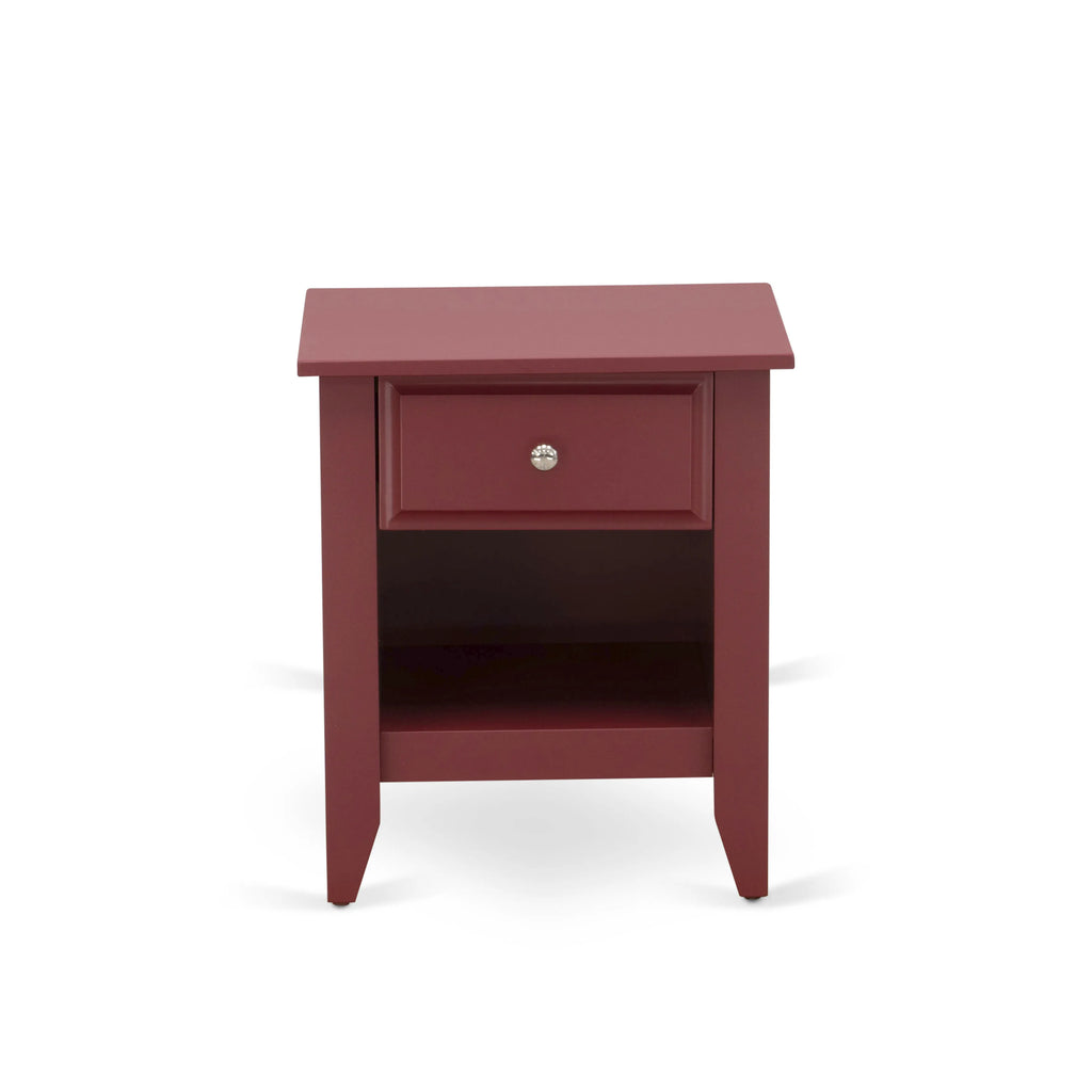 Juego de dormitorio de dos piezas East West Furniture FN08F-1GA13 con plataforma, estructura de cama de madera y mesita de noche de estilo moderno de mediados de siglo. Fabricación fiable y duradera. Tela de lino beige niebla.