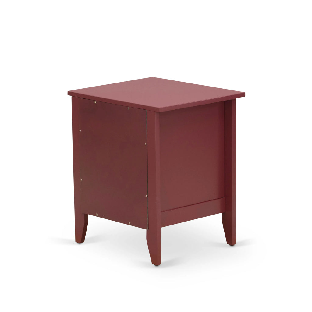 East West Furniture GA-13-ET Gallatin Nightstand - Rectangle Side Table with a Drawer for Bedroom, 18x21 Inch, Burgundy