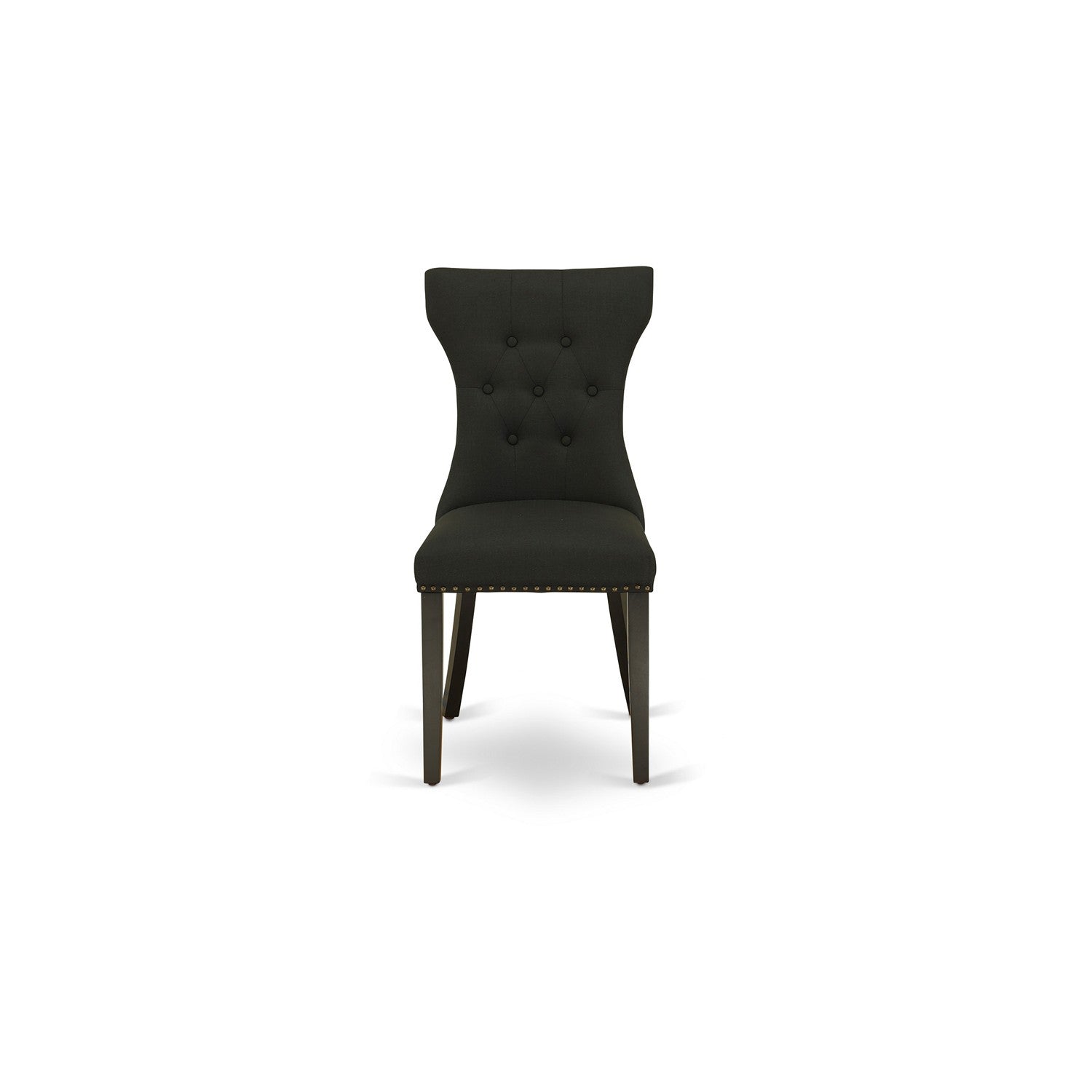 EAST WEST FURNITURE - V697GA124-9 - 9-Pc Kitchen Dining Room Set - 8 dining room chairs and 1 Dining Room Table (Wire Brushed Black Finish)
