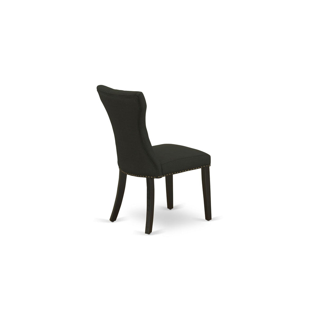 East West Furniture GAP1T24 Gallatin Parsons Dining Chairs - Button Tufted Nailhead Trim Black Linen Fabric Upholstered Chairs