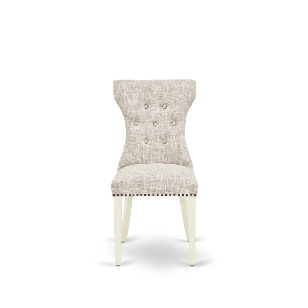 East West Furniture GAP2T35 Gallatin Modern Parson Chairs - Button Tufted Nailhead Trim Doeskin Linen Fabric Padded Dining Chairs