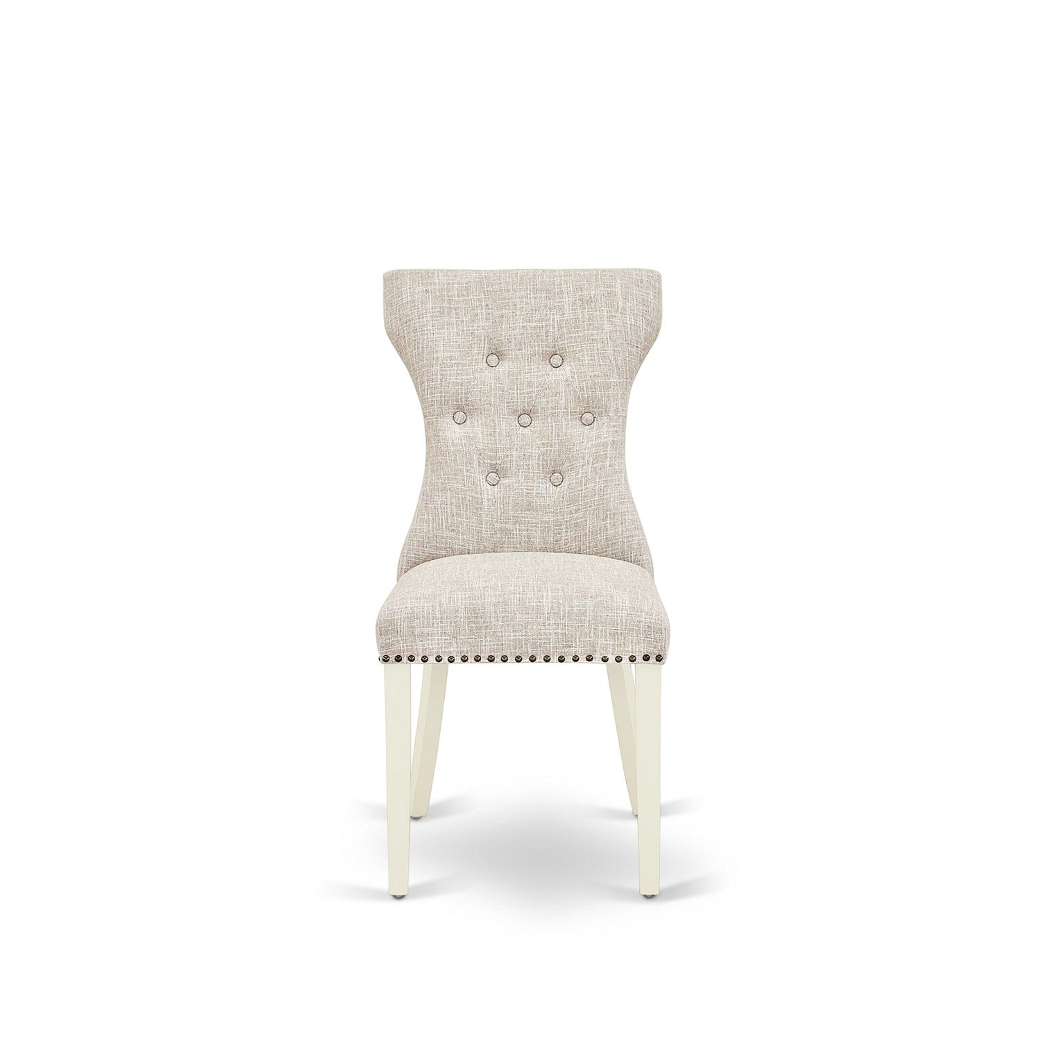 East West Furniture X097GA235-5 5-Piece Kitchen Dinette Table Set- 4 Parson Dining Chairs with Doeskin Linen Fabric Seat and Button Tufted Chair Back - Rectangular Table - Cement Finish