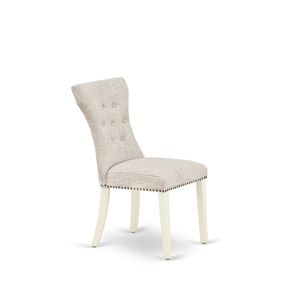 East West Furniture GAP2T35 Gallatin Modern Parson Chairs - Button Tufted Nailhead Trim Doeskin Linen Fabric Padded Dining Chairs