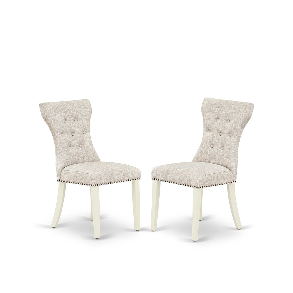 East West Furniture GAP2T35 Gallatin Modern Parson Chairs - Button Tufted Nailhead Trim Doeskin Linen Fabric Padded Dining Chairs