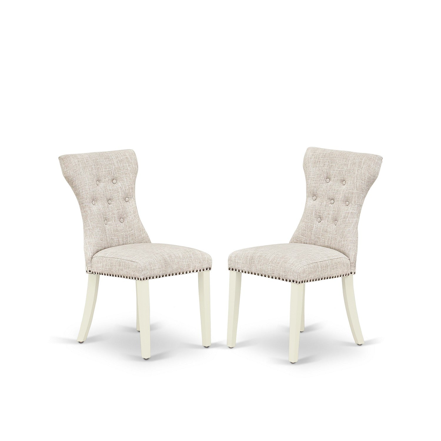 East West Furniture X096GA235-5 5-Pc Dining Table Set- 4 Dining Padded Chairs with Doeskin Linen Fabric Seat and Button Tufted Chair Back - Rectangular Dining Table - Cement Finish
