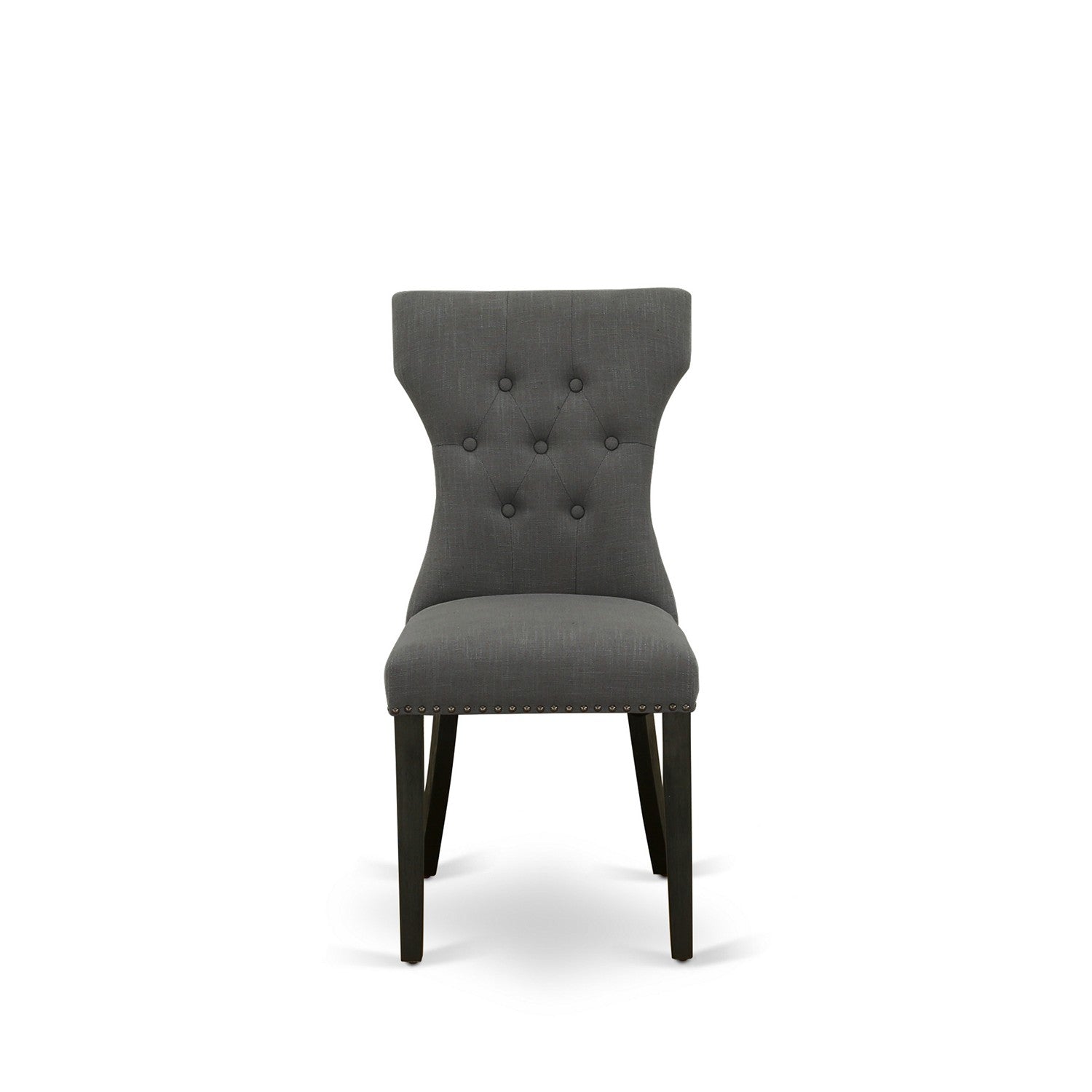 East West Furniture X696GA650-6 6 Piece Dining Set Contains a Rectangle Dining Room Table with X-Legs and 4 Dark Gotham Linen Fabric Parson Chairs with a Bench