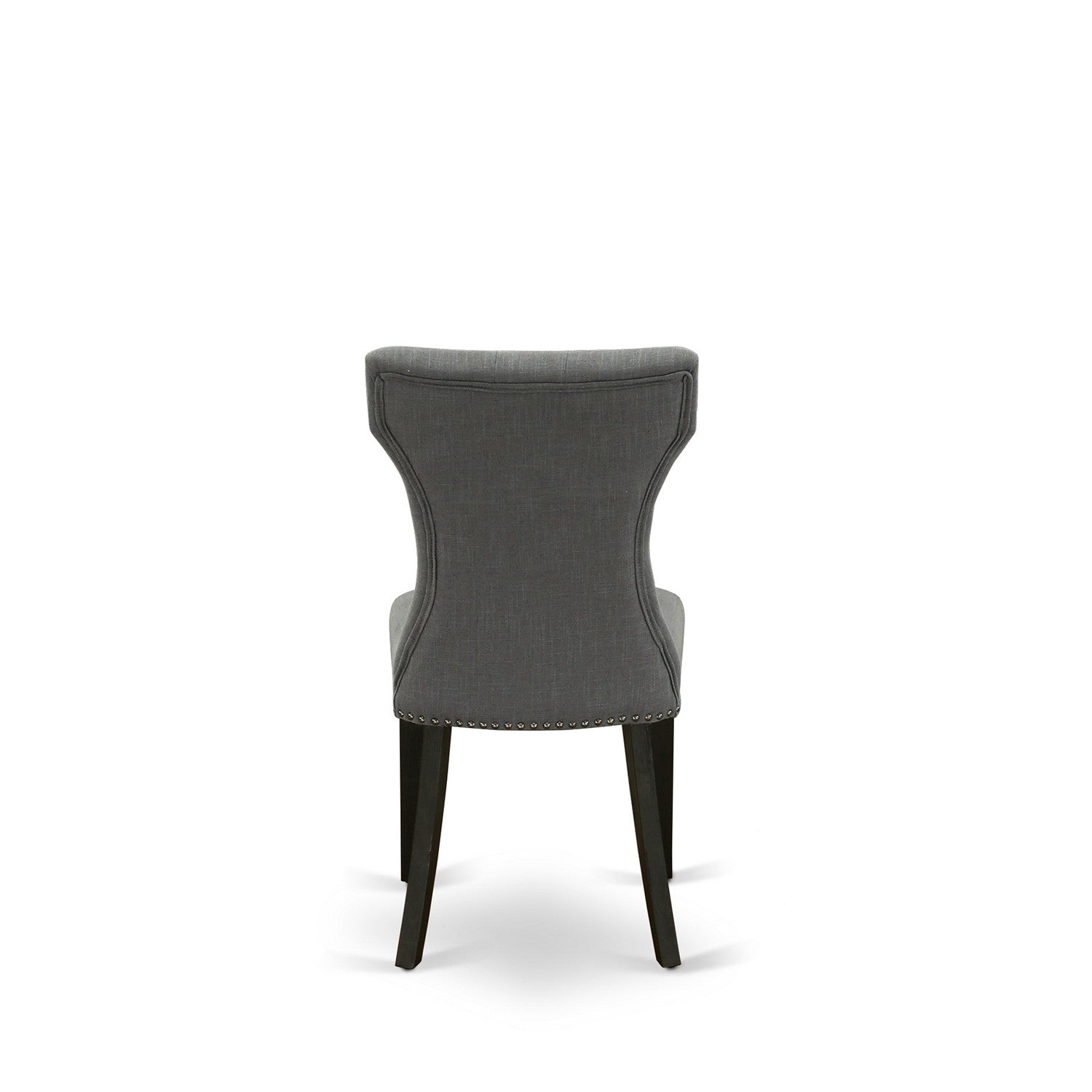 Juego de comedor de 6 piezas East West Furniture V676GA650-6. Contiene una mesa de comedor rectangular con patas en V y 4 sillas Parson de tela de lino Gotham oscuro con un banco.