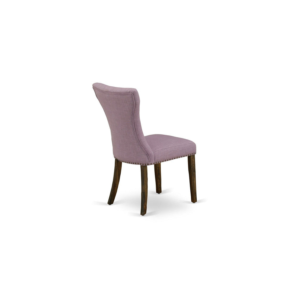East West Furniture F2GA5-740 5 Piece Kitchen Table Set for 4 Includes a Round Dining Room Table with Pedestal and 4 Dahlia Linen Fabric Upholstered Chairs