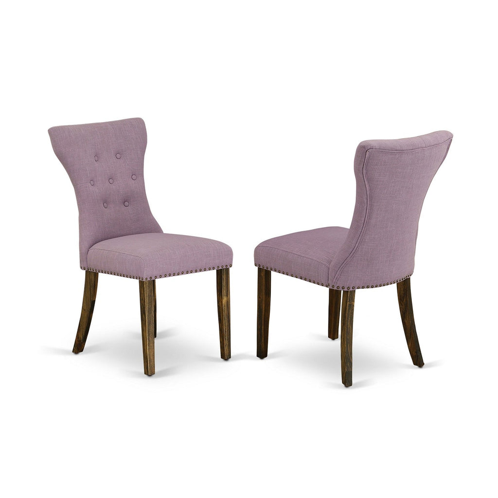 East West Furniture F2GA5-740 5 Piece Kitchen Table Set for 4 Includes a Round Dining Room Table with Pedestal and 4 Dahlia Linen Fabric Upholstered Chairs