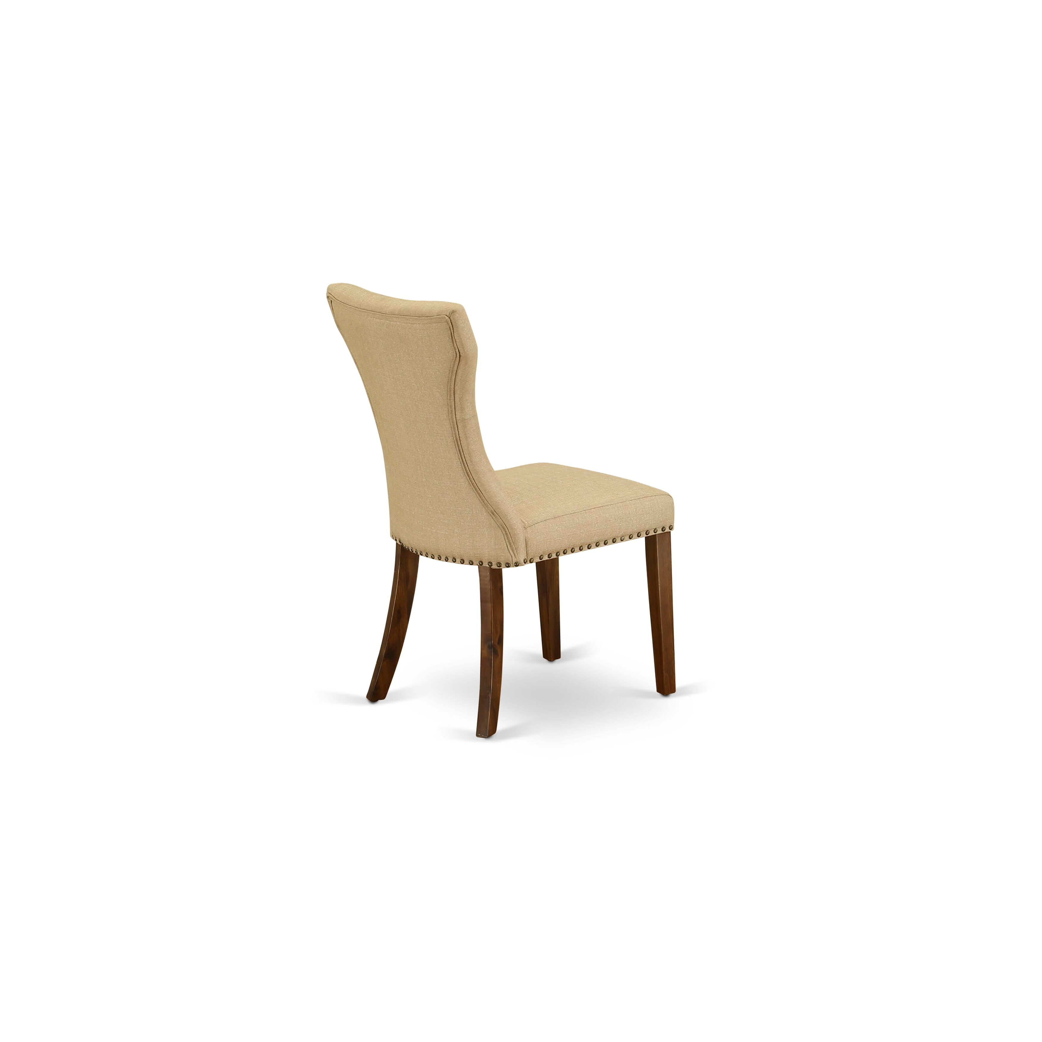 East West Furniture OXGA3-AWA-03 3 Piece Dining Room Table Set Includes a Square Kitchen Table and 2 Upholstered Chairs, 36x36 Inch, Antique Walnut
