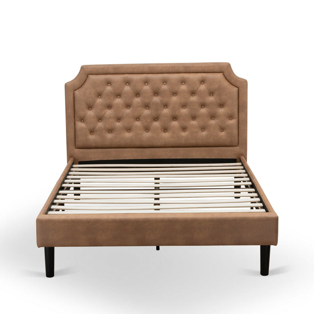 East West Furniture GBF-28-F Granbury Full Size Bed Consist of Brown Textured Upholstered Headboard