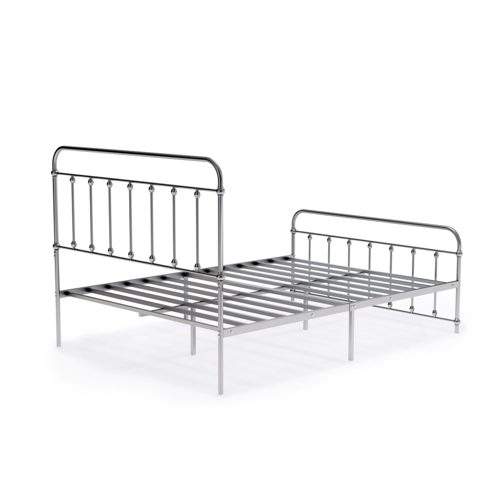 East West Furniture GDFBSIL Garland Full Bed Frame with 6 Metal Legs - Magnificent Bed Frame in Powder Coating Silver Color