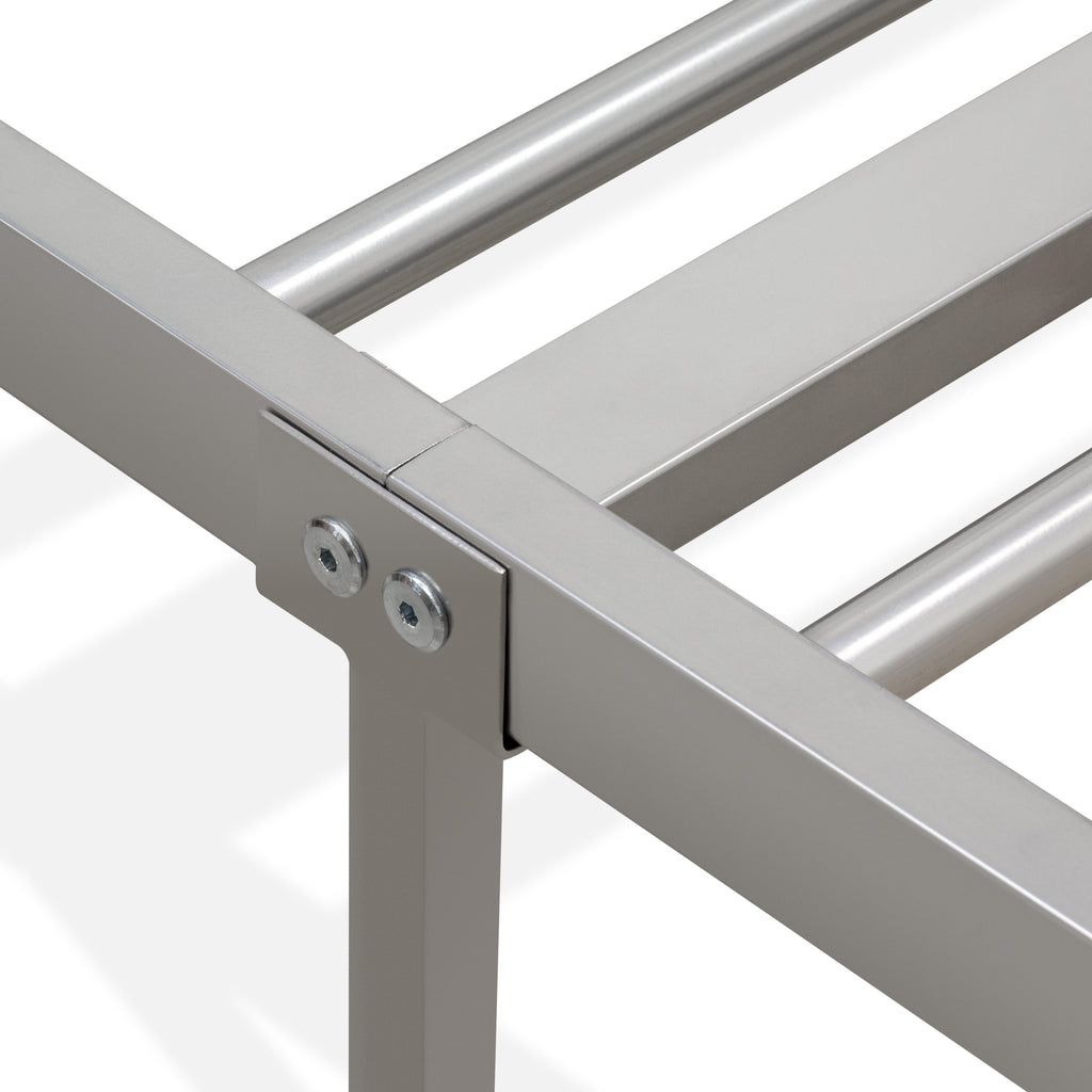 East West Furniture GDFBSIL Garland Full Bed Frame with 6 Metal Legs - Magnificent Bed Frame in Powder Coating Silver Color