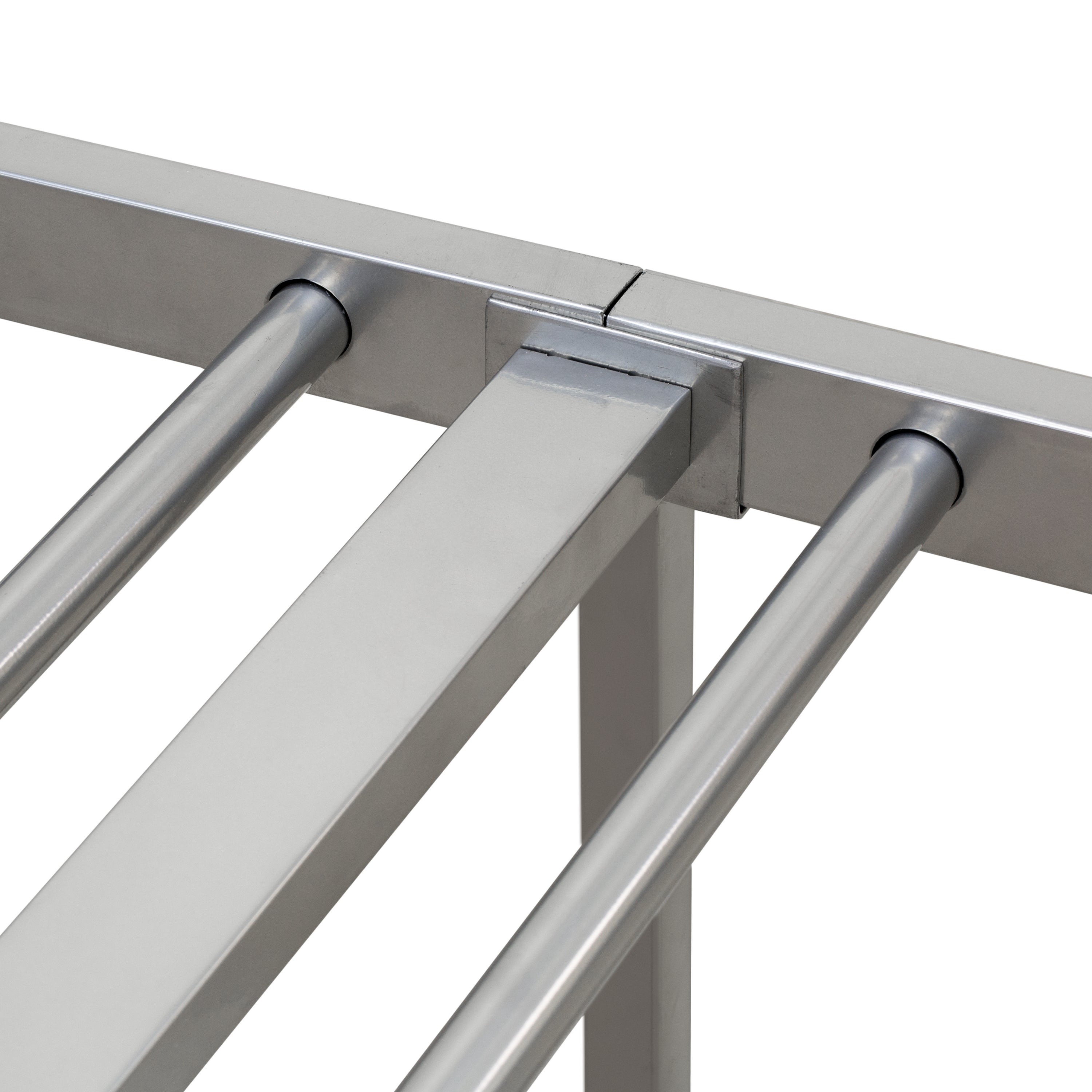 East West Furniture GDFBSIL Garland Full Bed Frame with 6 Metal Legs - Magnificent Bed Frame in Powder Coating Silver Color
