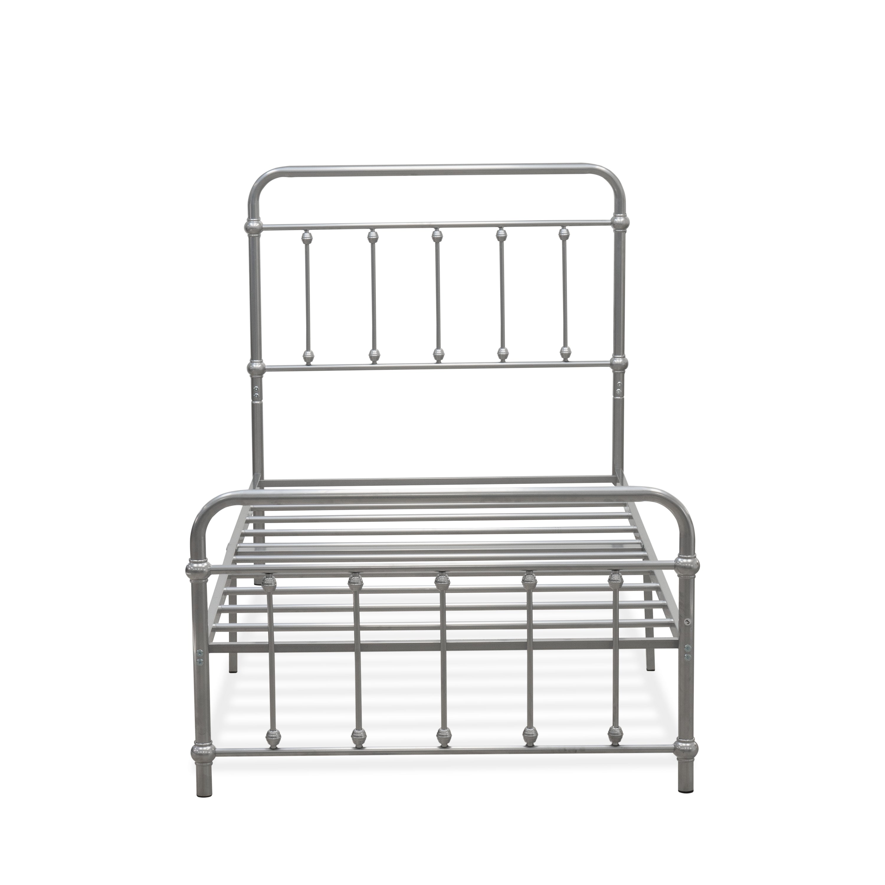 East West Furniture GDTBSIL Garland - Cama individual con 6 patas de metal - Cama de lujo con recubrimiento en polvo color plata