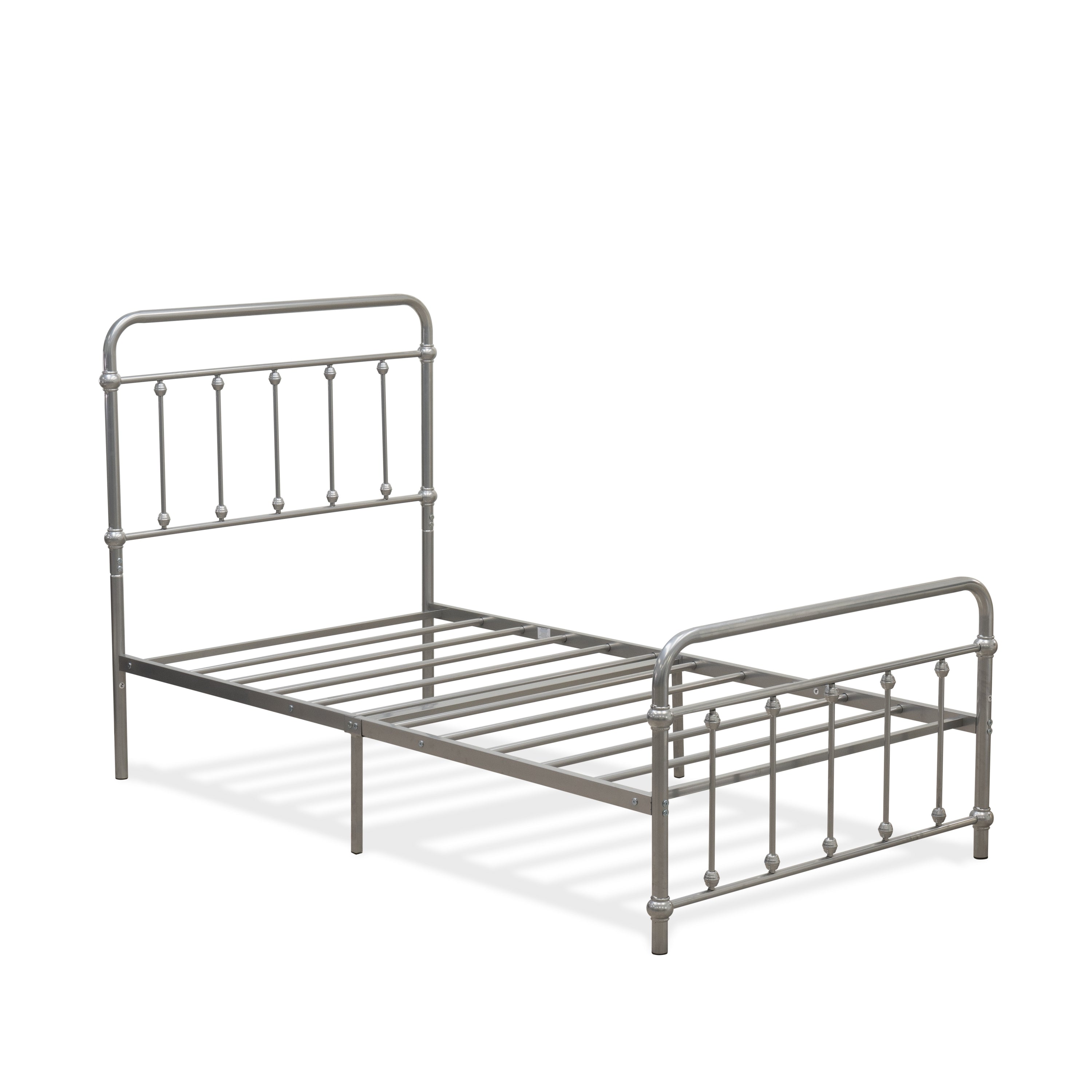 East West Furniture GDTBSIL Garland - Cama individual con 6 patas de metal - Cama de lujo con recubrimiento en polvo color plata