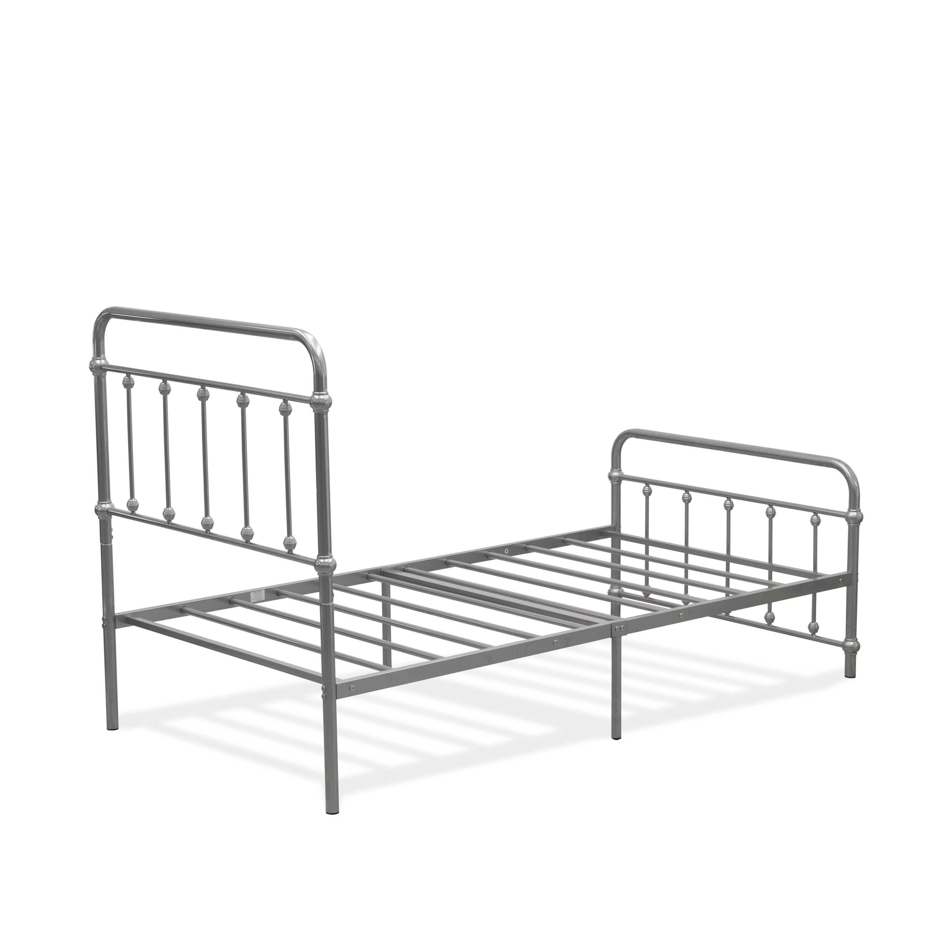 East West Furniture GDTBSIL Garland - Cama individual con 6 patas de metal - Cama de lujo con recubrimiento en polvo color plata