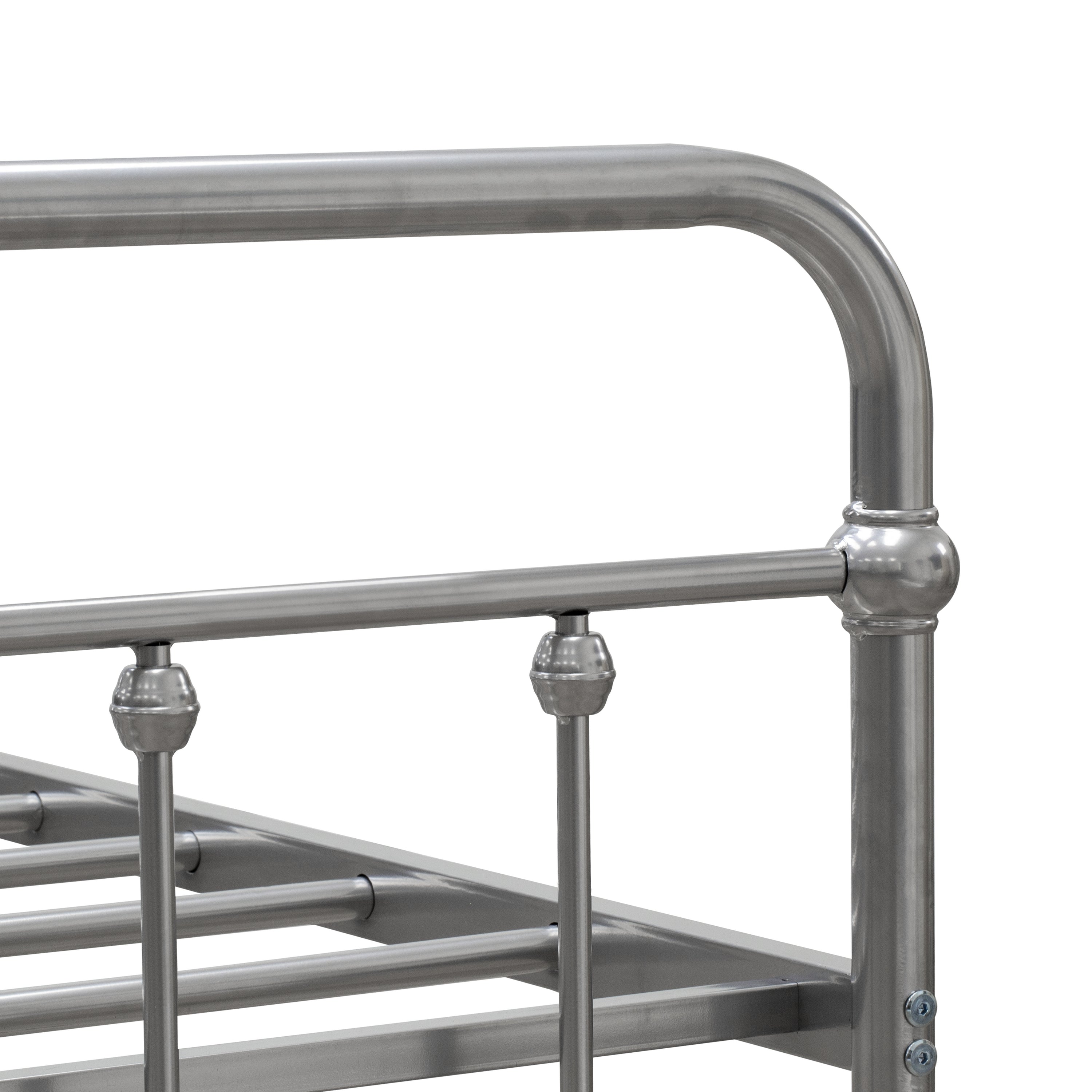 East West Furniture GDTBSIL Garland - Cama individual con 6 patas de metal - Cama de lujo con recubrimiento en polvo color plata