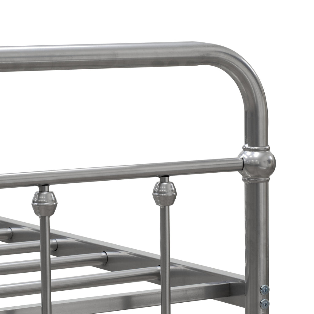 East West Furniture GDTBSIL Garland Twin Bed Frame with 6 Metal Legs - Deluxe Bed Frame in Powder Coating Silver Color