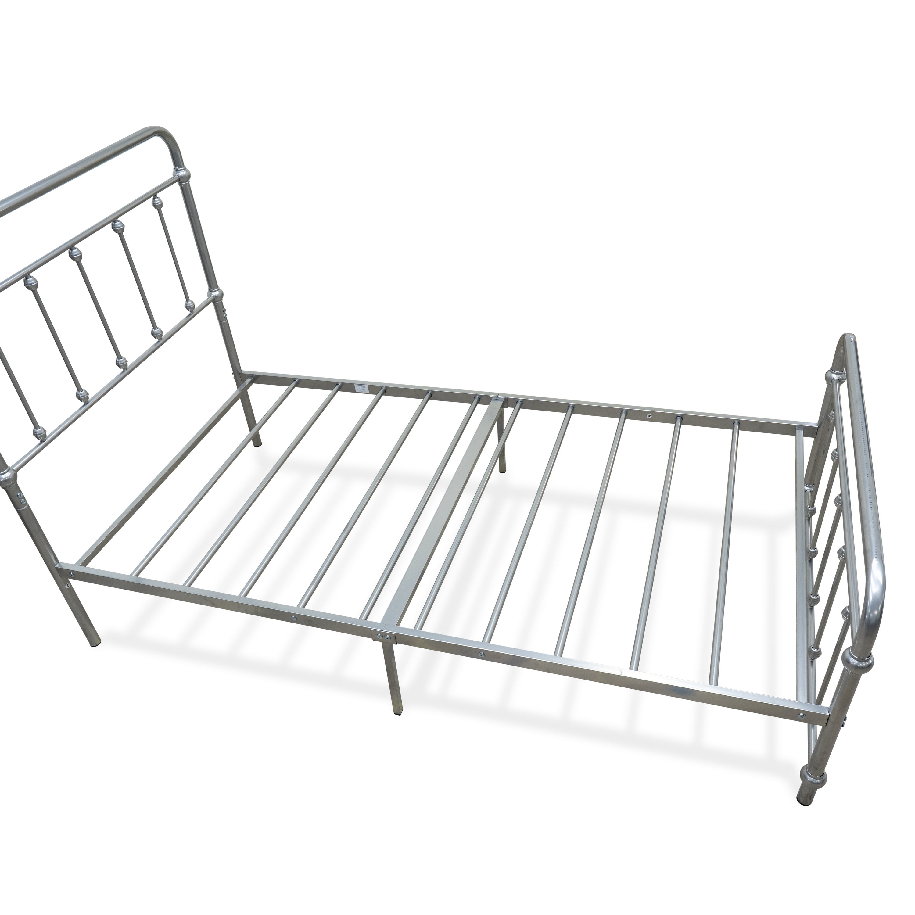 East West Furniture GDTBSIL Garland - Cama individual con 6 patas de metal - Cama de lujo con recubrimiento en polvo color plata