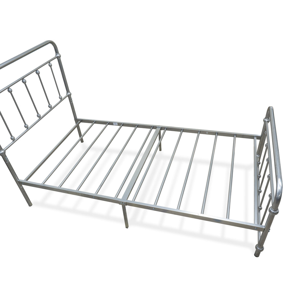 East West Furniture GDTBSIL Garland Twin Bed Frame with 6 Metal Legs - Deluxe Bed Frame in Powder Coating Silver Color