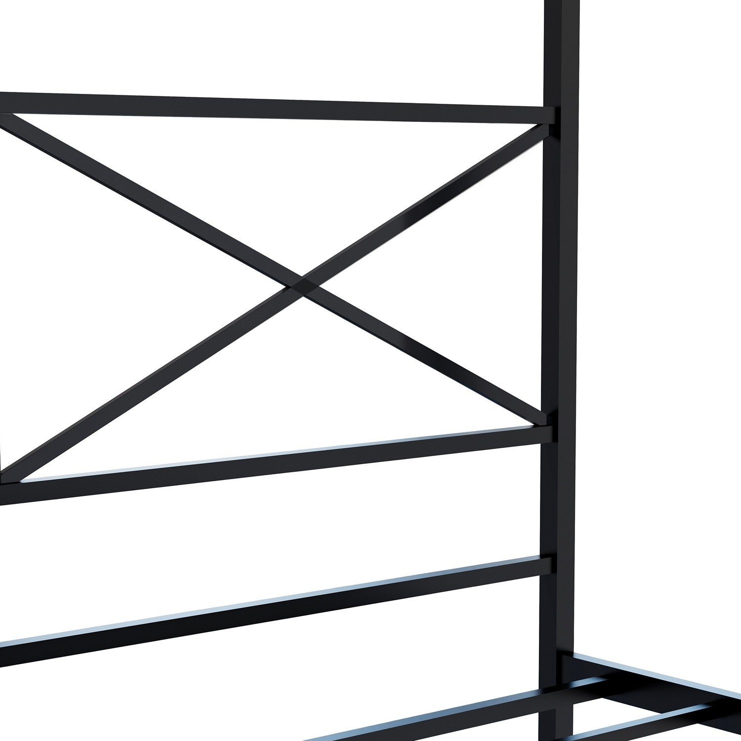 EAST WEST FURNITURE - GEQCBLK - Glendale Platform Bed Frame with Modern Style Headboard and Footboard - Canopy Metal Frame in Powder Coating Black