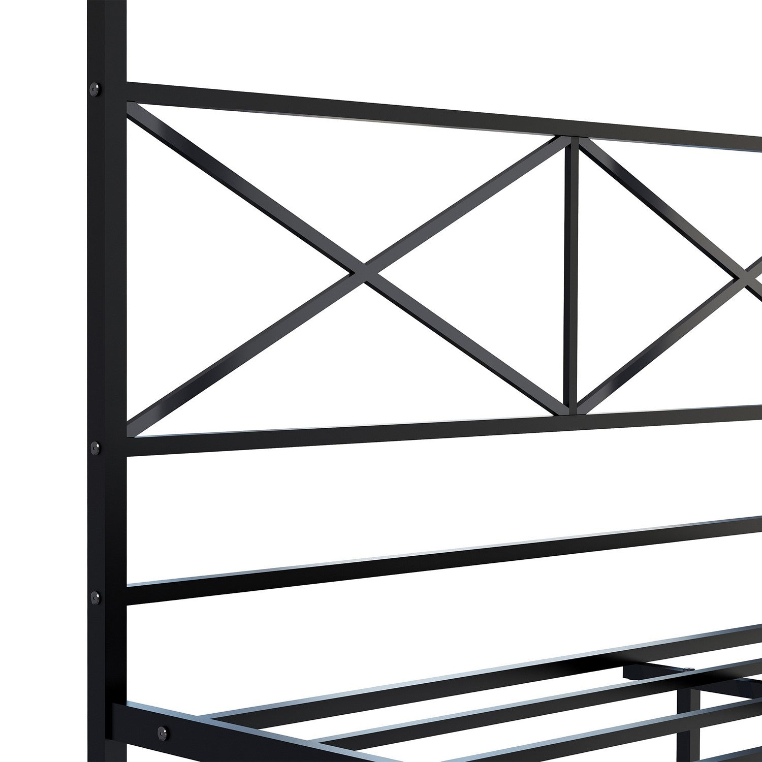EAST WEST FURNITURE - GEQCBLK - Glendale Platform Bed Frame with Modern Style Headboard and Footboard - Canopy Metal Frame in Powder Coating Black
