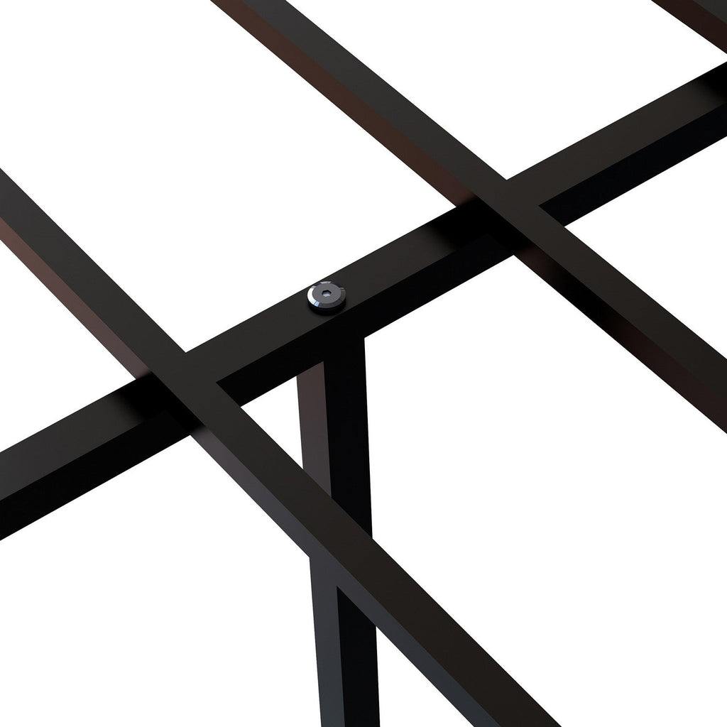 East West Furniture GEQCBLK Glendale Platform Bed Frame with Modern Style Headboard and Footboard - Canopy Metal Frame in Powder Coating Black