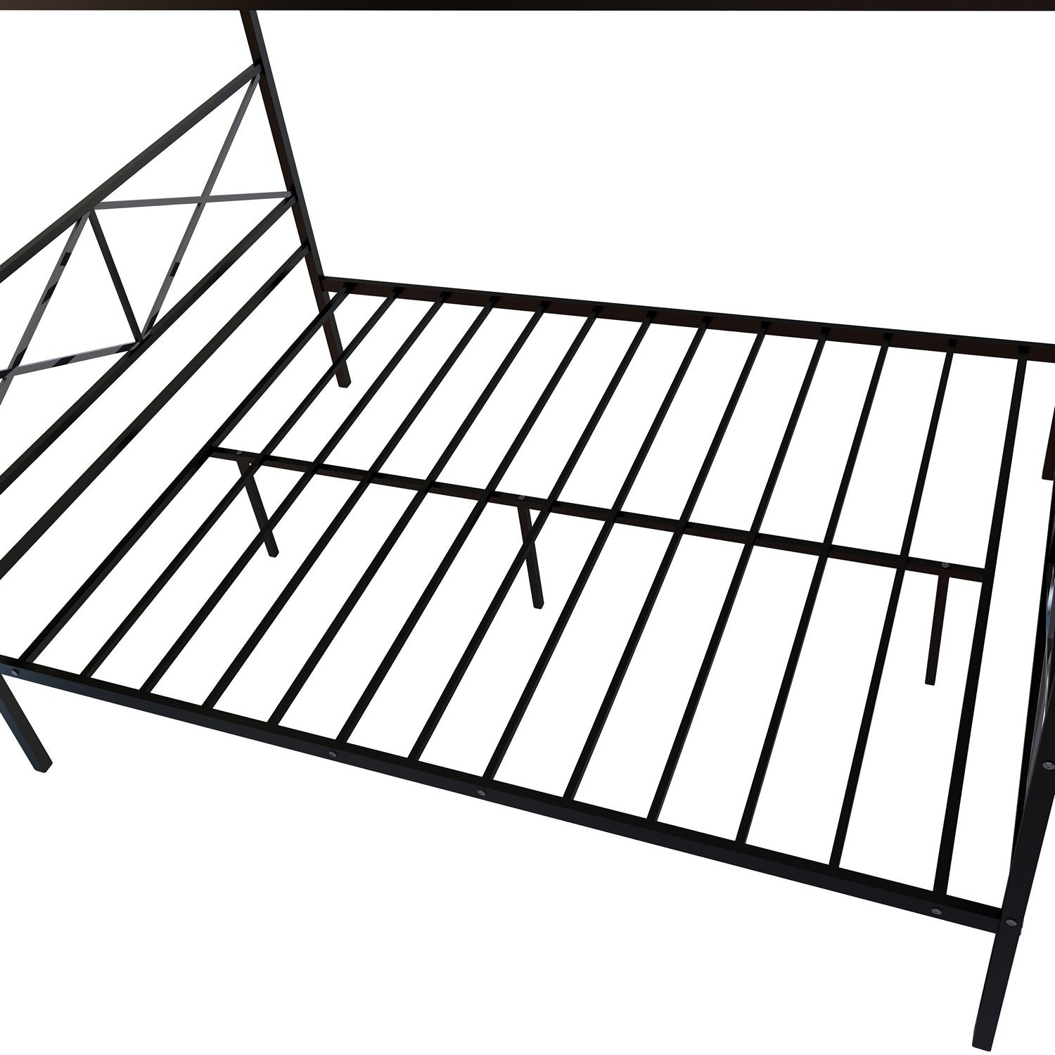 EAST WEST FURNITURE - GEQCBLK - Glendale Platform Bed Frame with Modern Style Headboard and Footboard - Canopy Metal Frame in Powder Coating Black