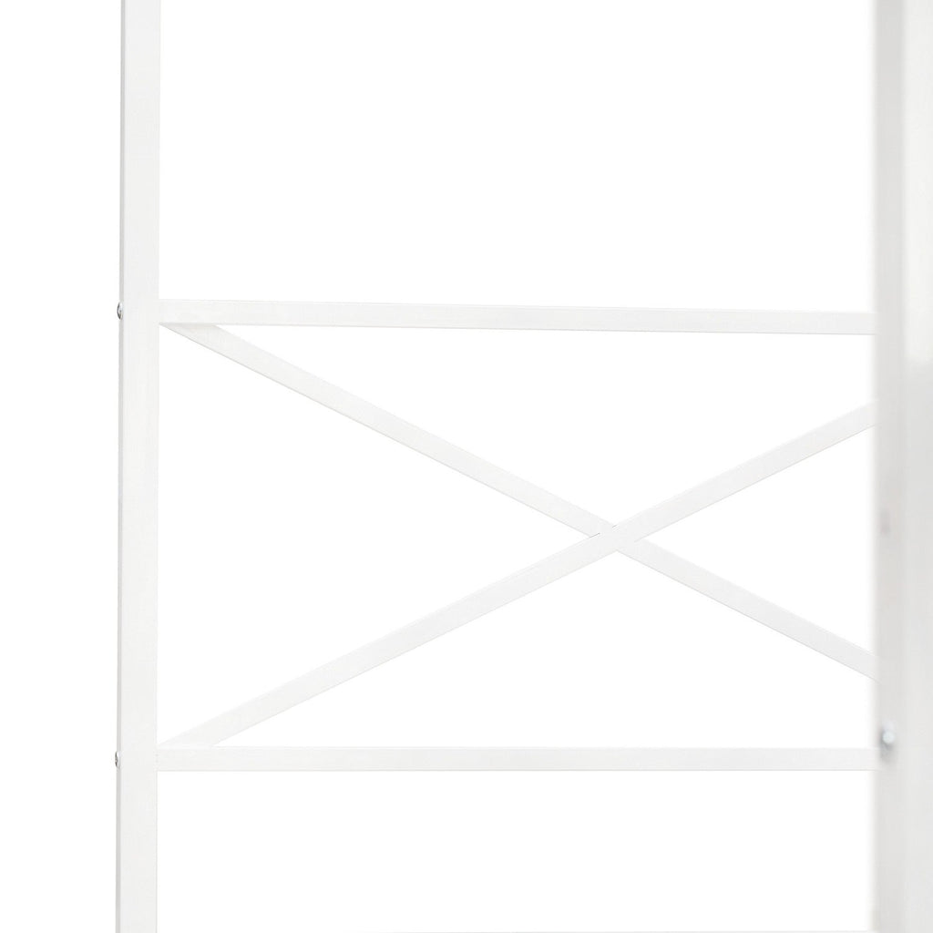 East West Furniture GEQCWHI Glendale - Estructura de cama tamaño queen con cabecera y pie de cama de diseño moderno - Estructura de metal con dosel y recubrimiento en polvo blanco